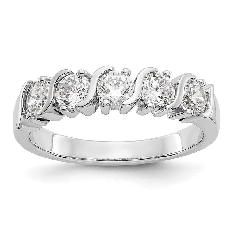 14K Weißgold Ring mit 5 natürlichen Diamanten