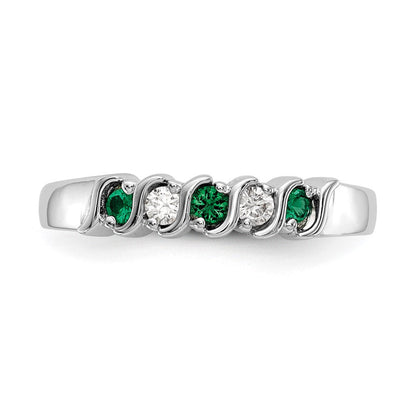 10K Weißgold Diamant mit Smaragd Ring