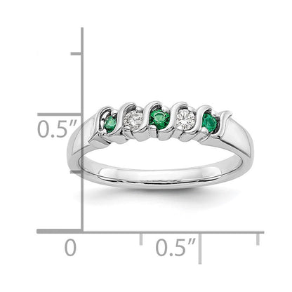 10K Weißgold Diamant mit Smaragd Ring