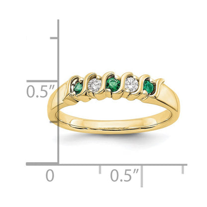 10K Gelbgold Diamant mit Smaragd Ring