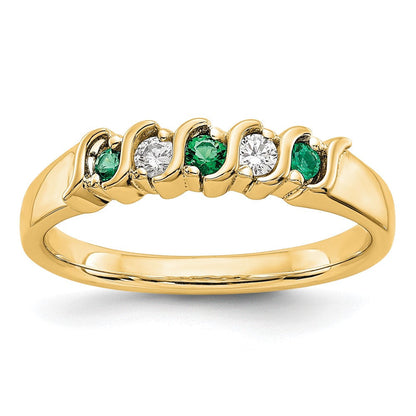 10K Gelbgold Diamant mit Smaragd Ring