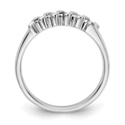 14K Weißgold Ring mit echten Diamanten und Smaragden