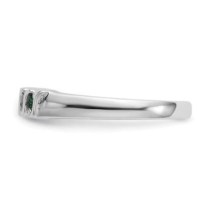 14K Weißgold Ring mit echten Diamanten und Smaragden