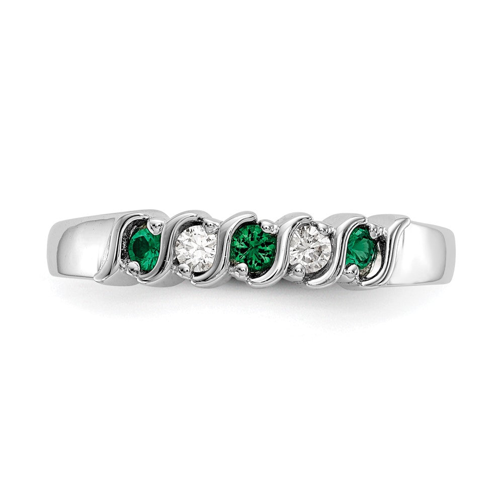 14K Weißgold Echt Diamant mit Smaragd Ring