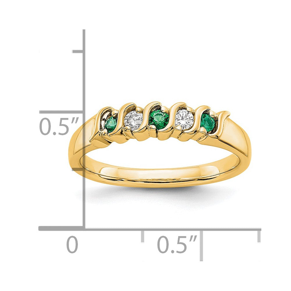 14K Gelbgold Echt Diamant mit Smaragd Ring