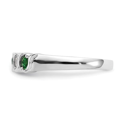 14K Weißgold Echt Diamant mit Smaragd Ring
