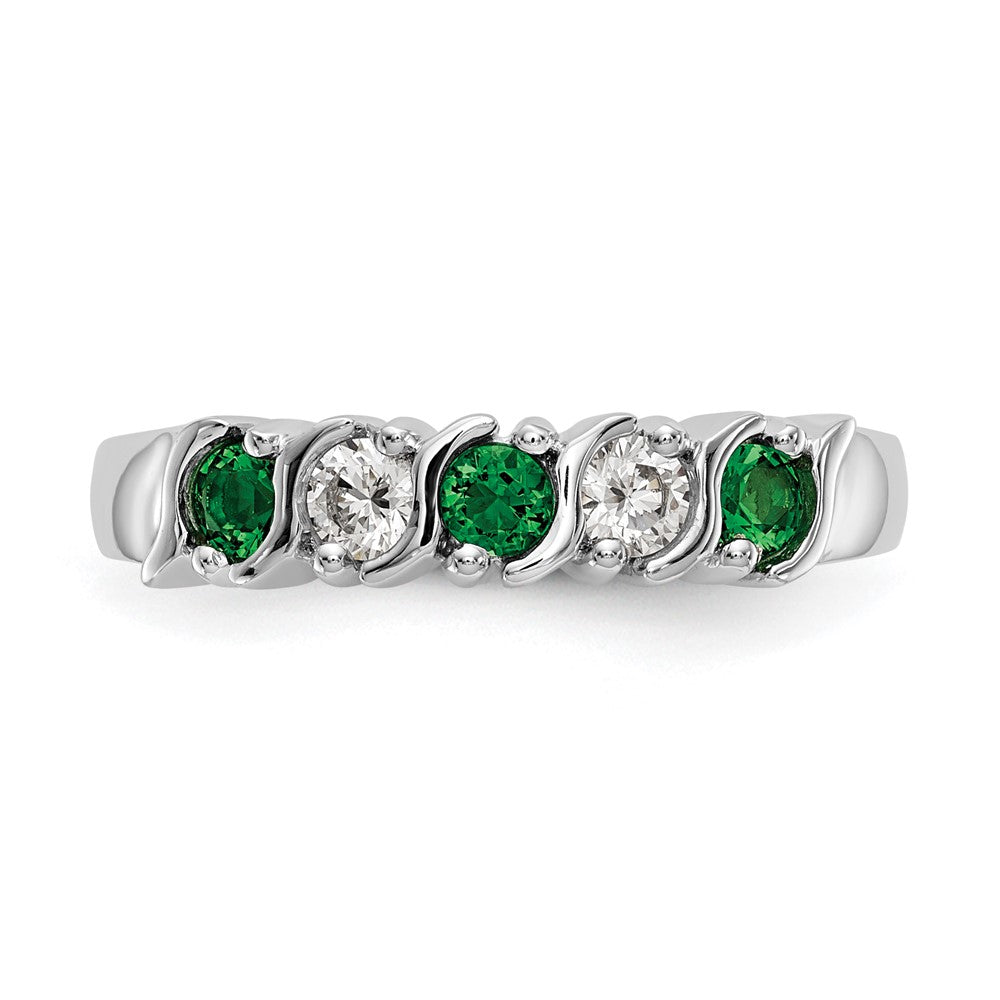 14K Weißgold Echt Diamant mit Smaragd Ring