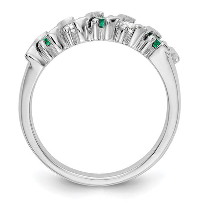 14K Weißgold Echt Diamant mit Smaragd Ring