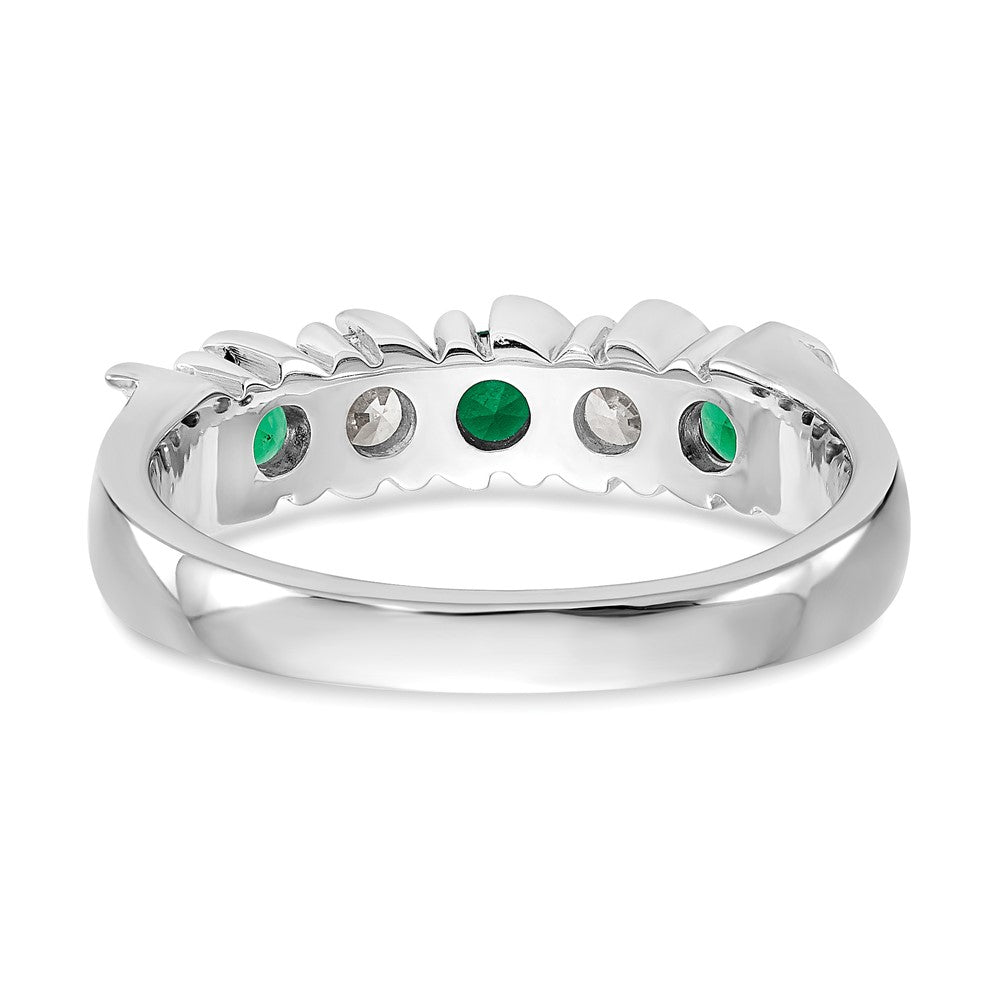 14K Weißgold Echt Diamant mit Smaragd Ring