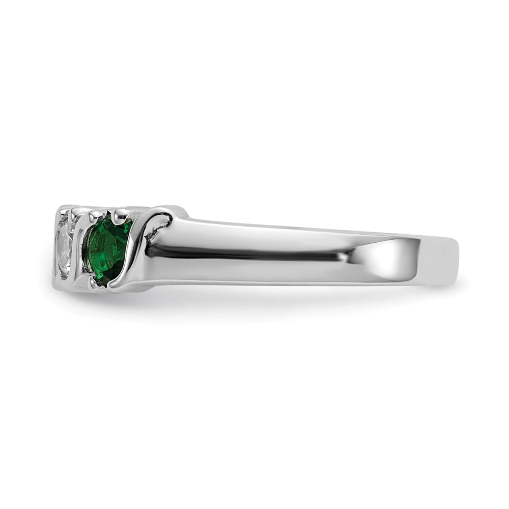 14K Weißgold Echt Diamant mit Smaragd Ring