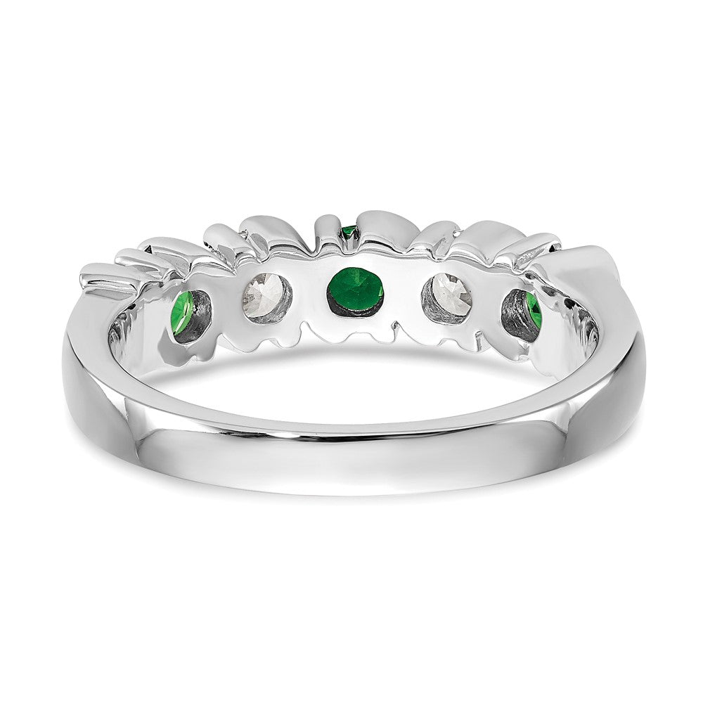 14K Weißgold Echt Diamant mit Smaragd Ring