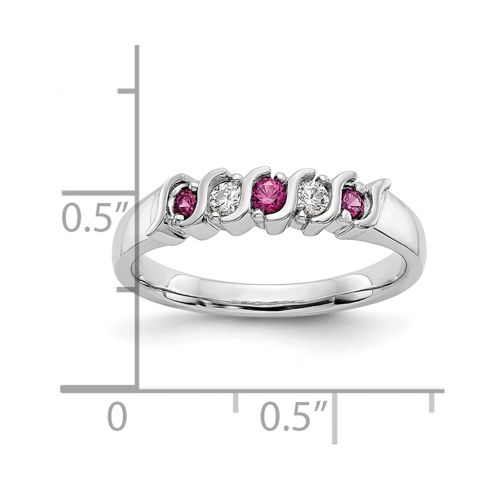 10K Weißgold Diamant mit Rubin Ring