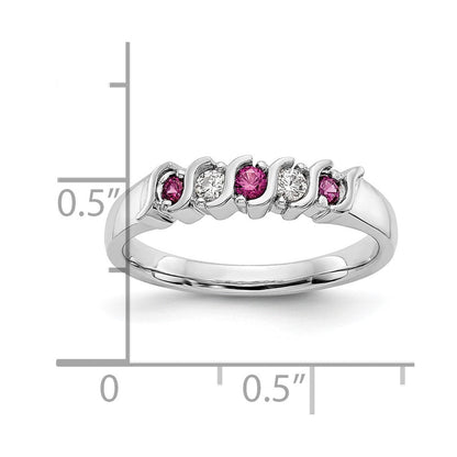 10K Weißgold Diamant mit Rubin Ring
