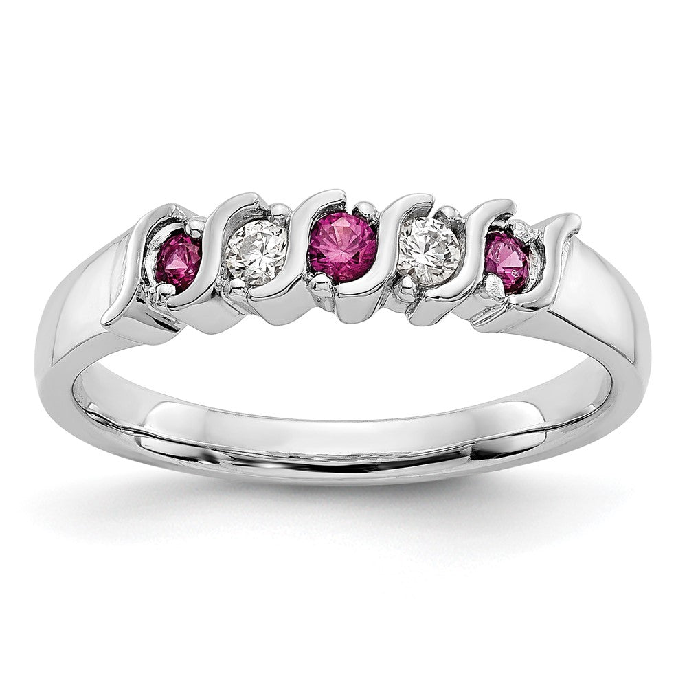 10K Weißgold Diamant mit Rubin Ring
