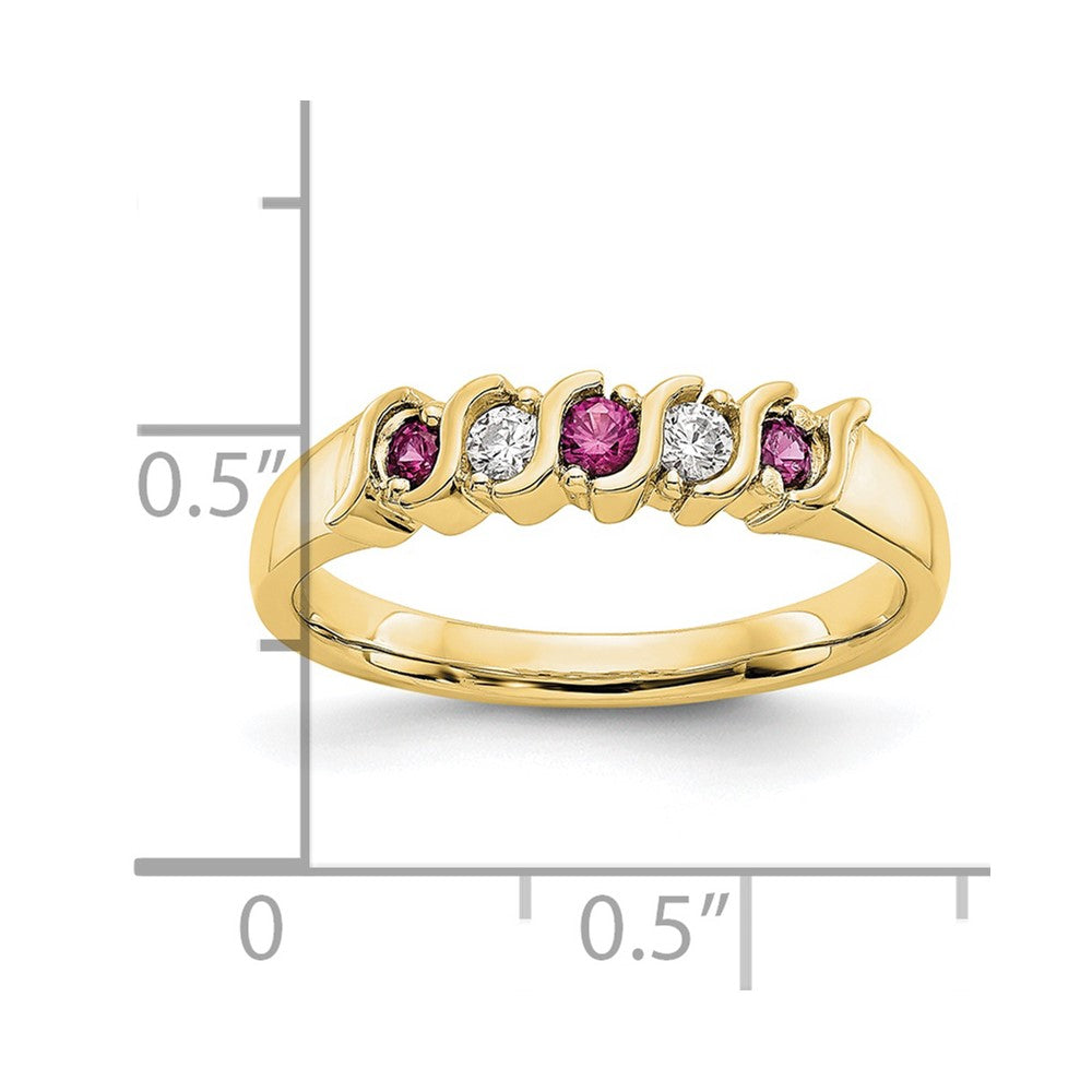 10K Gelbgold Diamant mit Rubin Ring