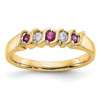 10K Gelbgold Diamant mit Rubin Ring