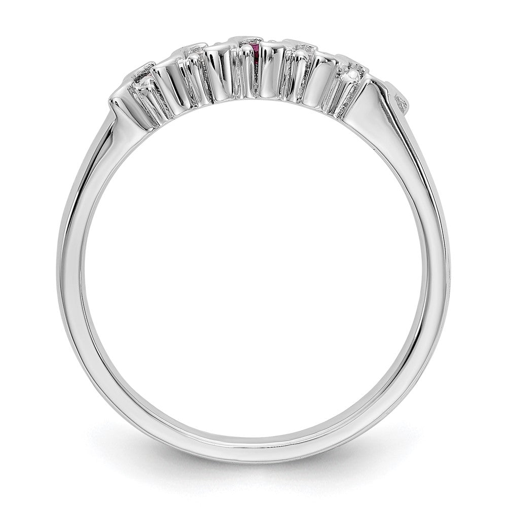 14K Weißgold Ring mit natürlichen Diamanten und Rubin
