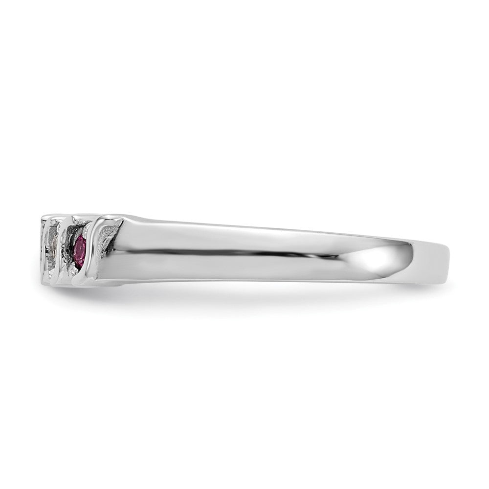 14K Weißgold Ring mit natürlichen Diamanten und Rubin