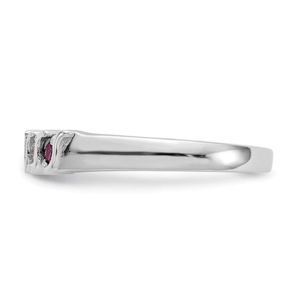 14K Weißgold Ring mit natürlichen Diamanten und Rubin