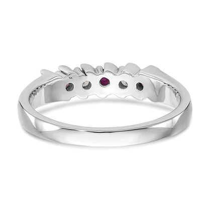 14K Weißgold Ring mit natürlichen Diamanten und Rubin