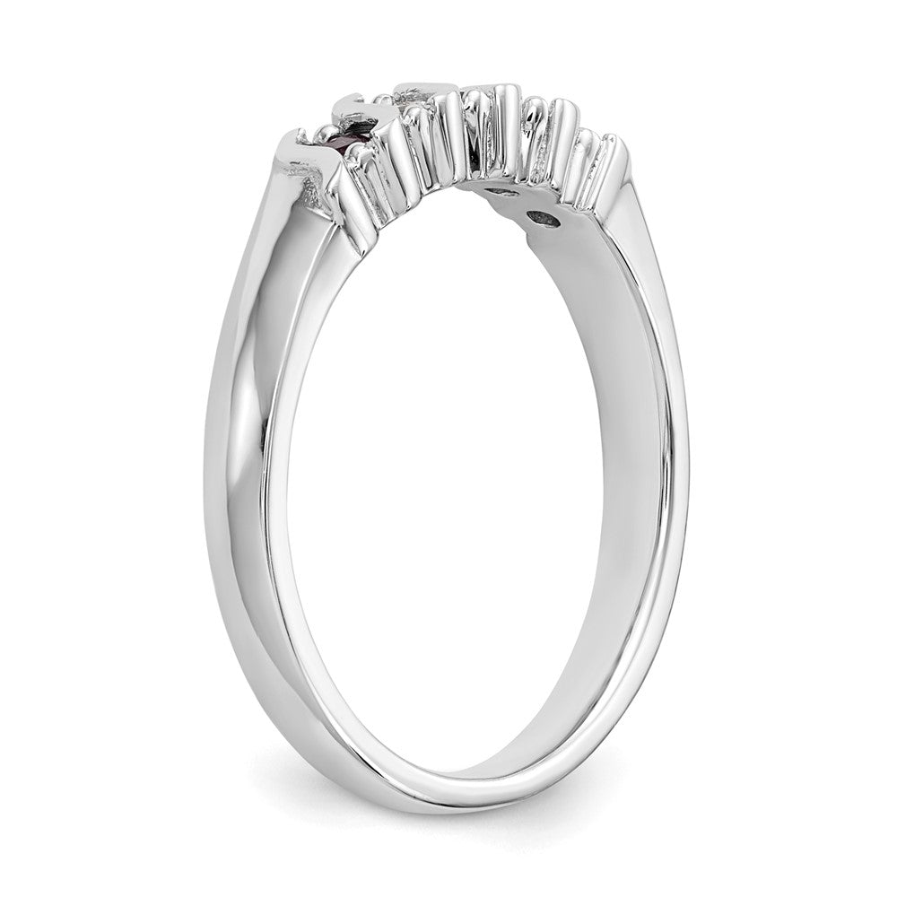 14K Weißgold Ring mit natürlichen Diamanten und Rubin