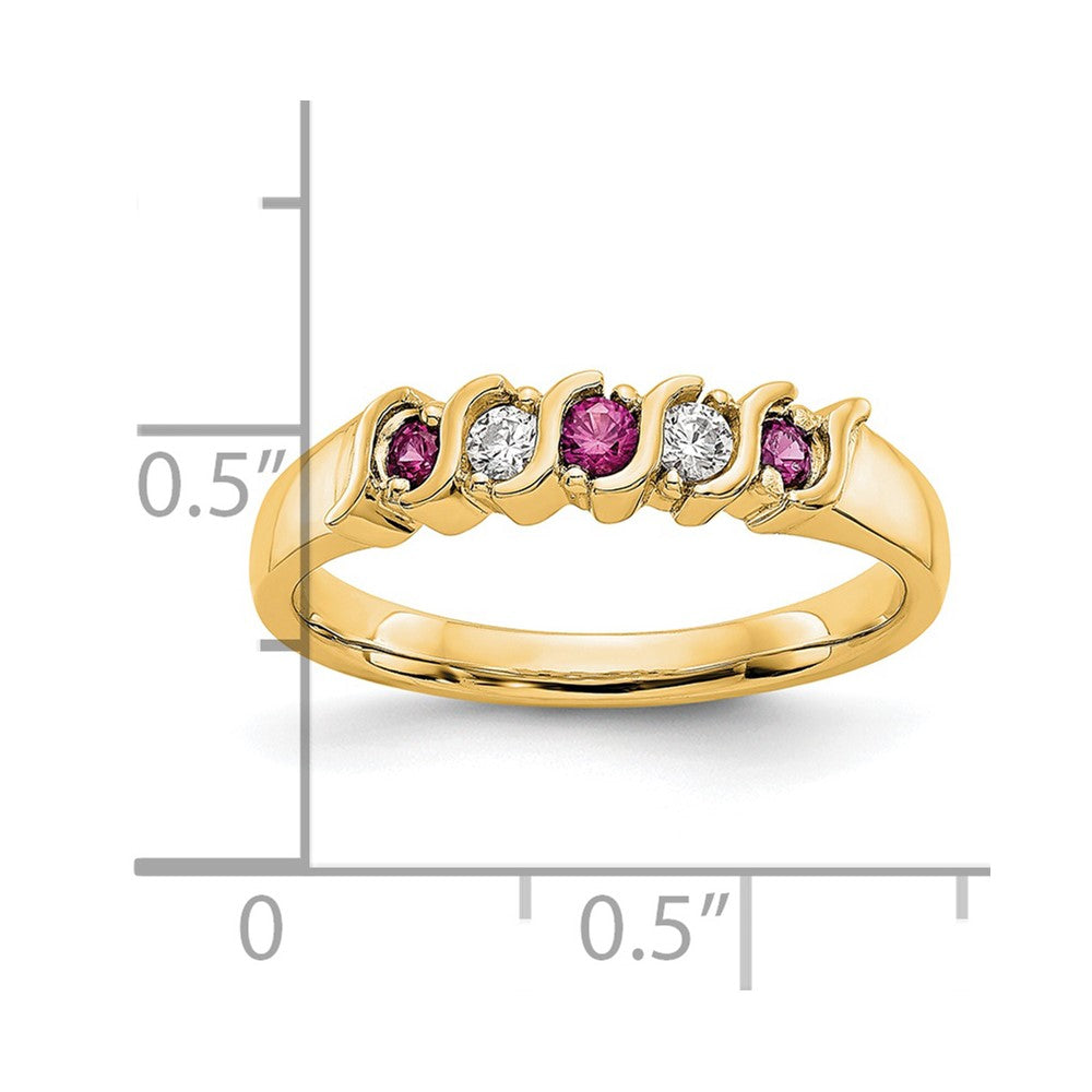 14K Gelbgold Echt Diamant mit Rubin Ring