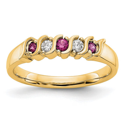 14K Gelbgold Echt Diamant mit Rubin Ring