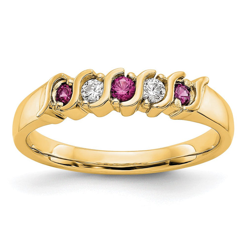 14K Gelbgold Echt Diamant mit Rubin Ring