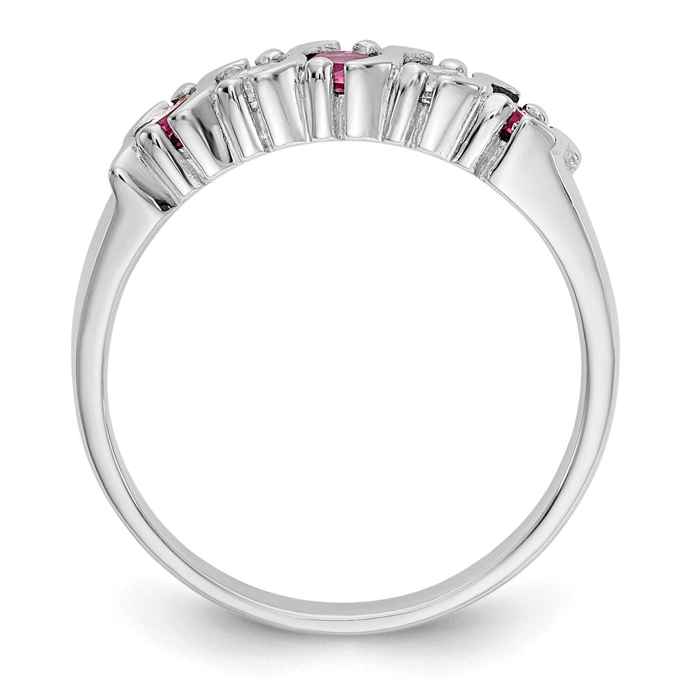 14K Weißgold Echt Diamant mit Rubin Ring