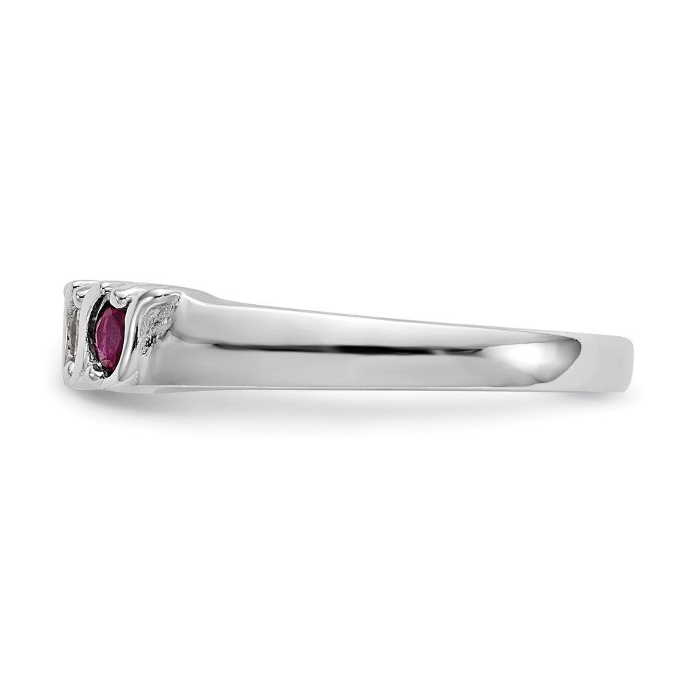 14K Weißgold Echt Diamant mit Rubin Ring
