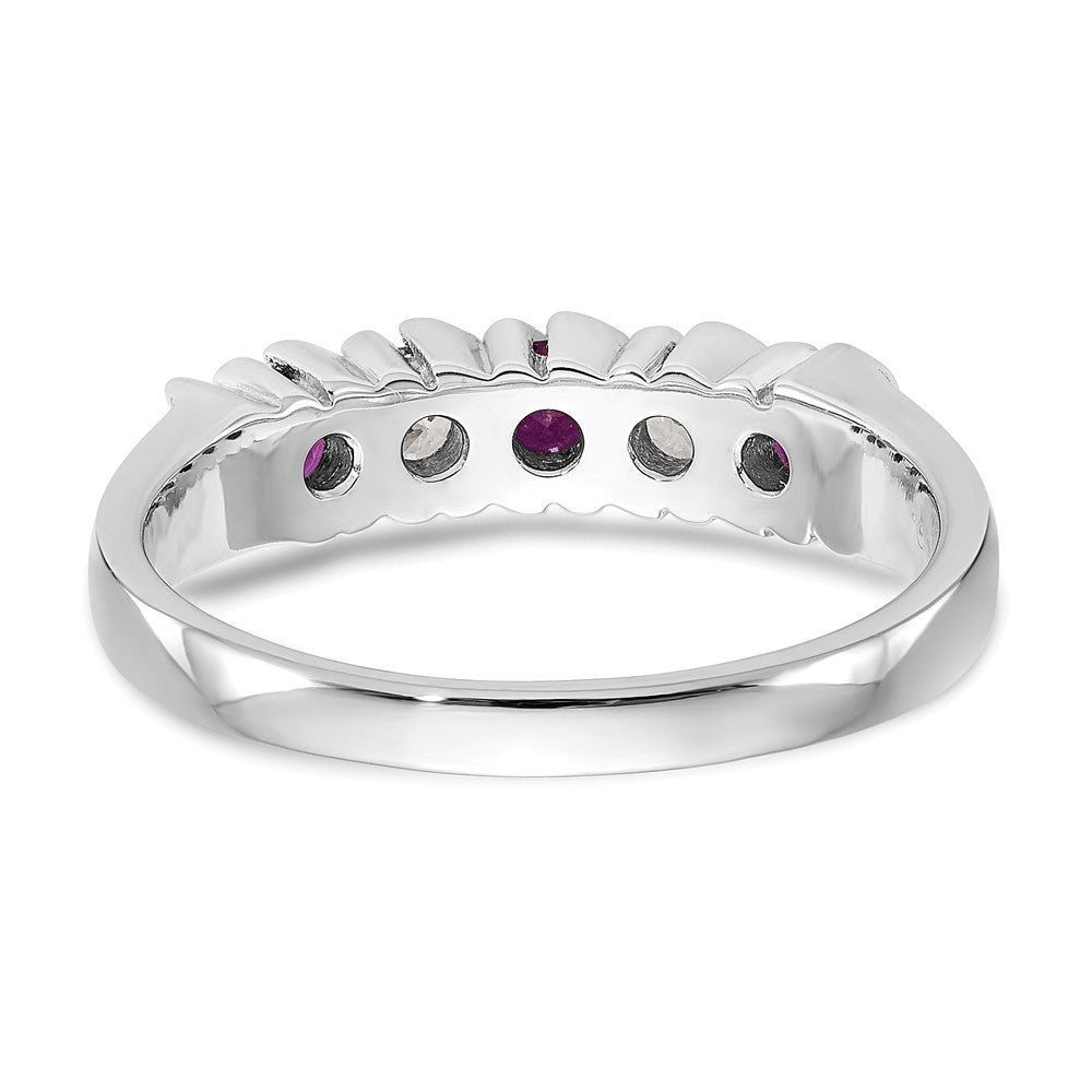 14K Weißgold Echt Diamant mit Rubin Ring