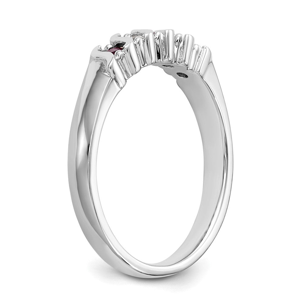 14K Weißgold Echt Diamant mit Rubin Ring