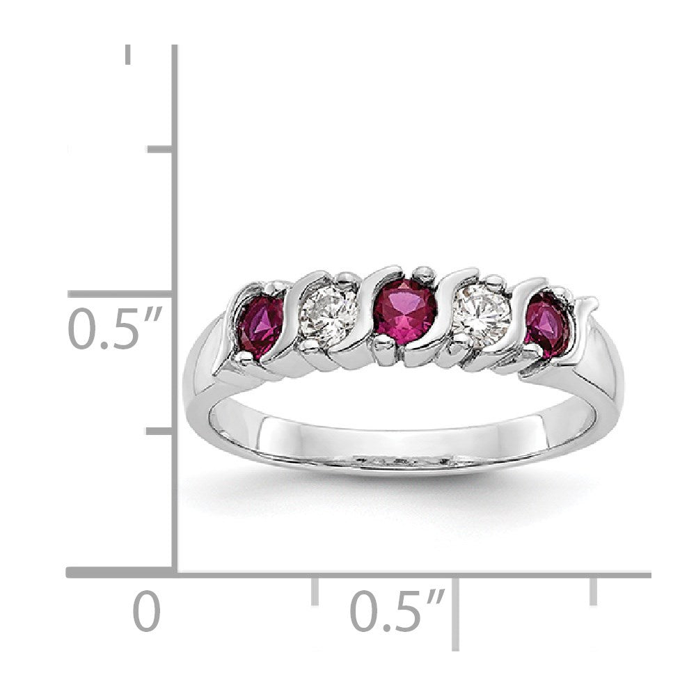 14K Weißgold Echt Diamant mit Rubin Ring