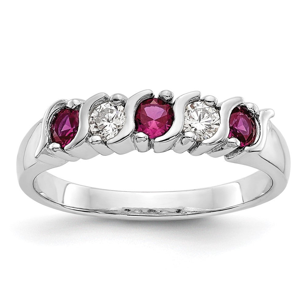 14K Weißgold Echt Diamant mit Rubin Ring