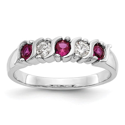 14K Weißgold Echt Diamant mit Rubin Ring