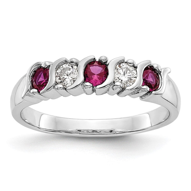 14K Weißgold Echt Diamant mit Rubin Ring