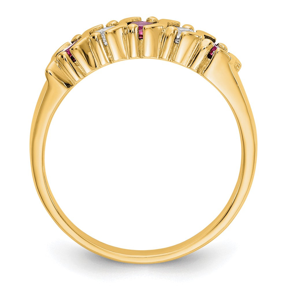 14K Gelbgold Echt Diamant mit Rubin Ring