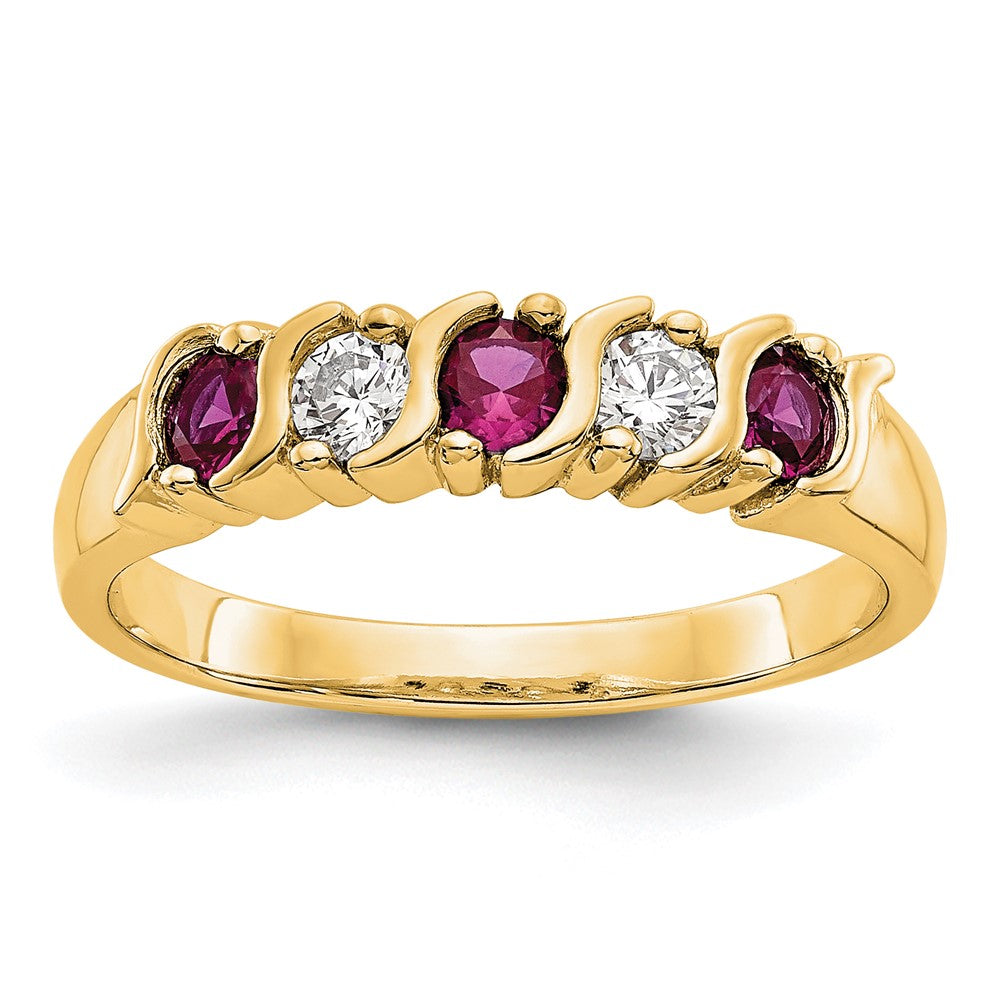 14K Gelbgold Echt Diamant mit Rubin Ring