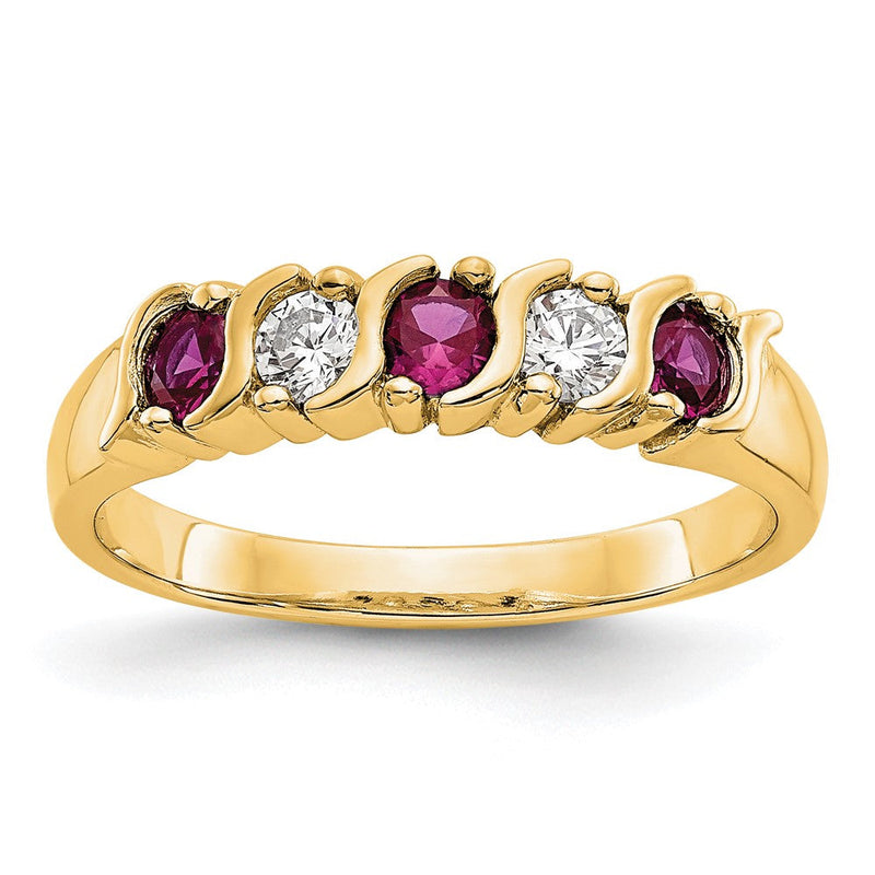 14K Gelbgold Echt Diamant mit Rubin Ring