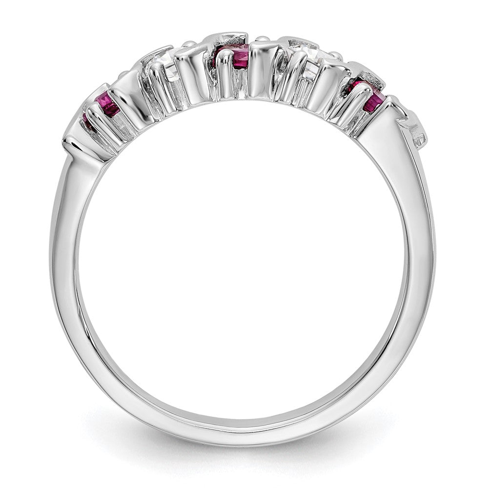 14K Weißgold Echt Diamant mit Rubin Ring