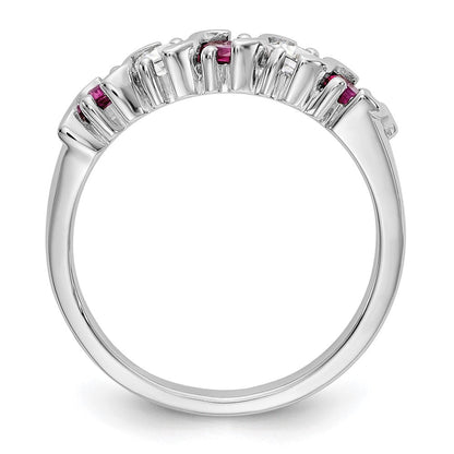 14K Weißgold Echt Diamant mit Rubin Ring