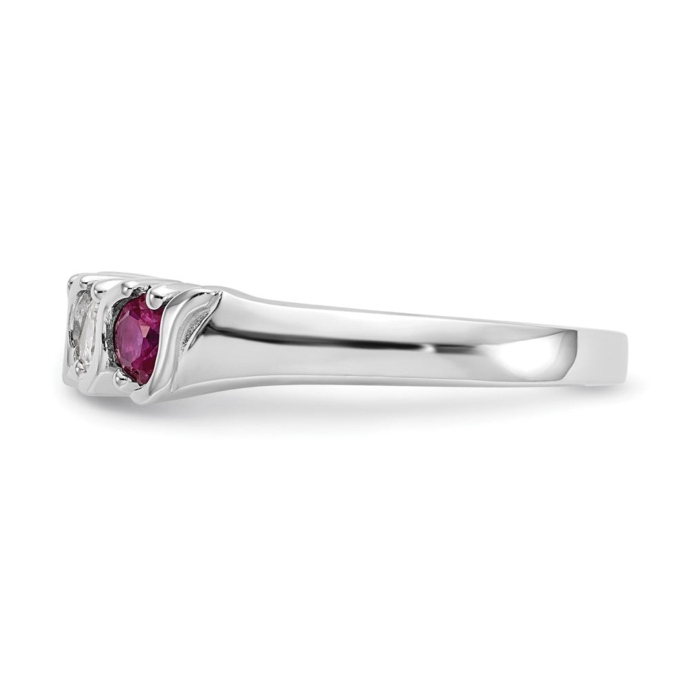 14K Weißgold Echt Diamant mit Rubin Ring