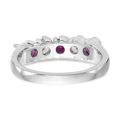 14K Weißgold Echt Diamant mit Rubin Ring