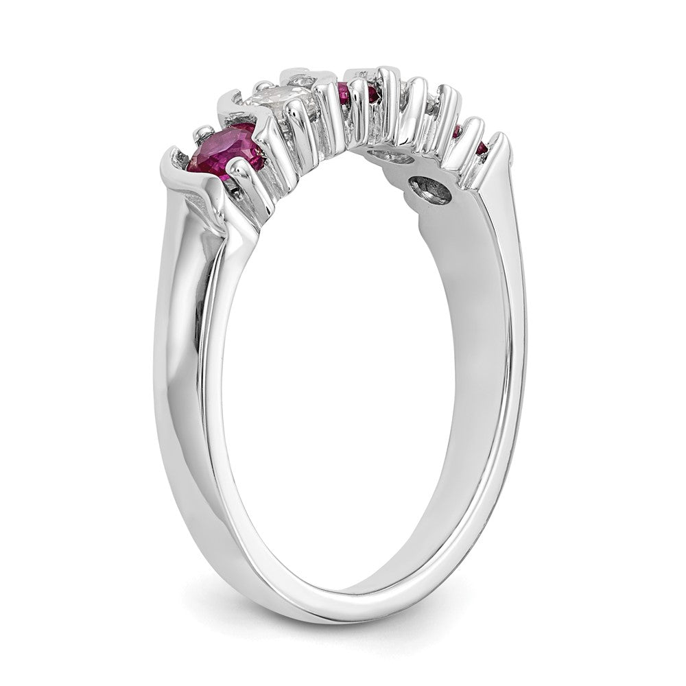 14K Weißgold Echt Diamant mit Rubin Ring