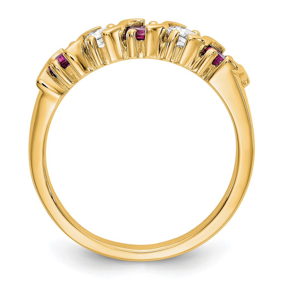14K Gelbgold Echt Diamant mit Rubin Ring