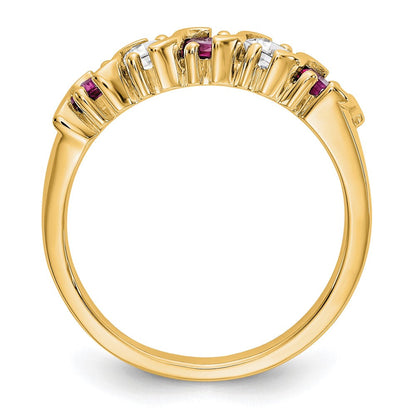 14K Gelbgold Ehering mit natürlichen Diamanten und Rubin