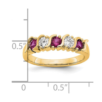 14K Gelbgold Echt Diamant mit Rubin Ring