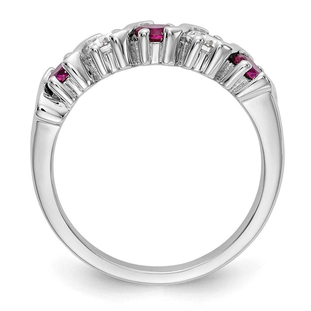 14K Weißgold Echt Diamant mit Rubin Ring