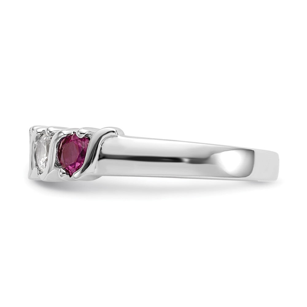 14K Weißgold Echt Diamant mit Rubin Ring