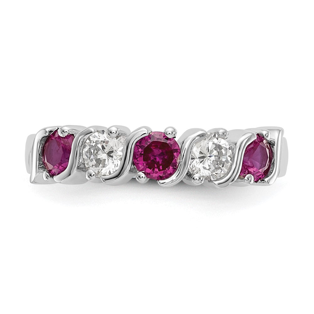 14K Weißgold Echt Diamant mit Rubin Ring